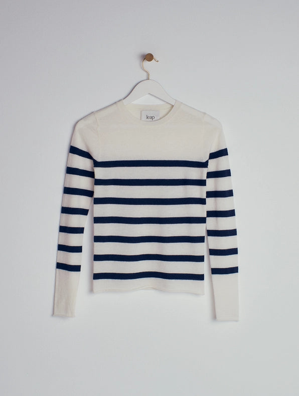 Rita Cashmere Knitted Crew Neck Pullover Stripe-Pullover-Leap Concept-XS-Stripe-Urbanheer