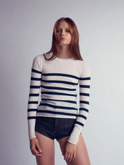 Rita Cashmere Knitted Crew Neck Pullover Stripe-Pullover-Leap Concept-XS-Stripe-Urbanheer