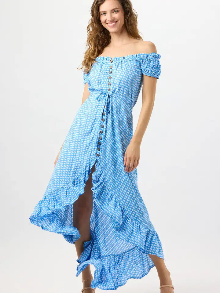 Riviera Maxi Dress-Dress-Tiare Hawaii-One Size-Sleet Sky-Urbanheer