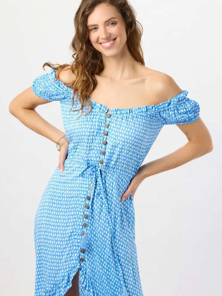 Riviera Maxi Dress-Dress-Tiare Hawaii-One Size-Sleet Sky-Urbanheer