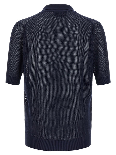 Riviera Project Openwork Cotton Polo Shirt