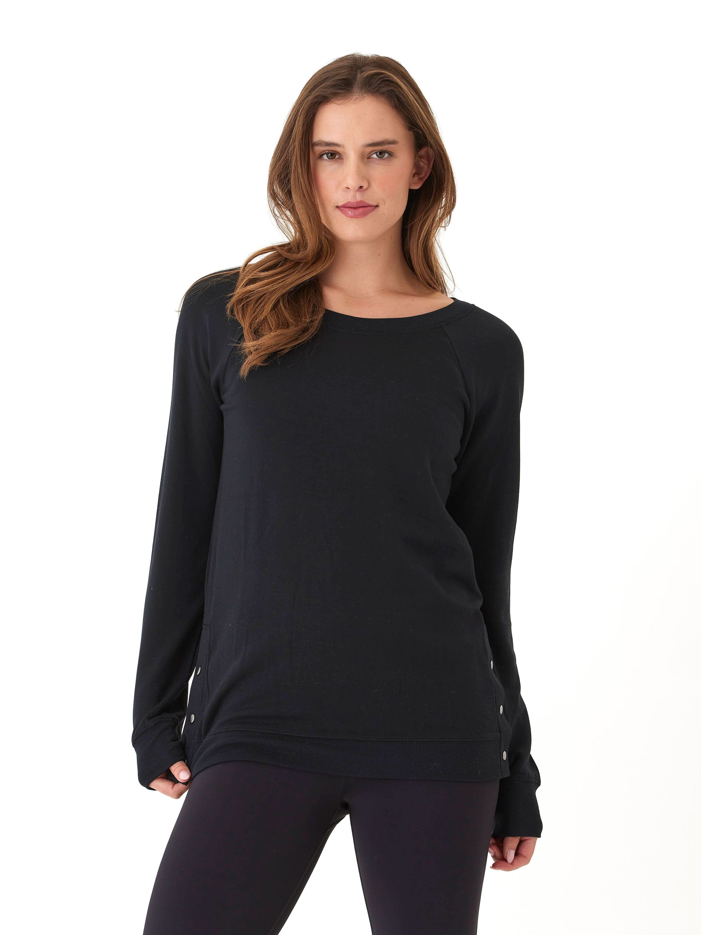 Roberta Feather Fleece Snap Button Sweatshirt