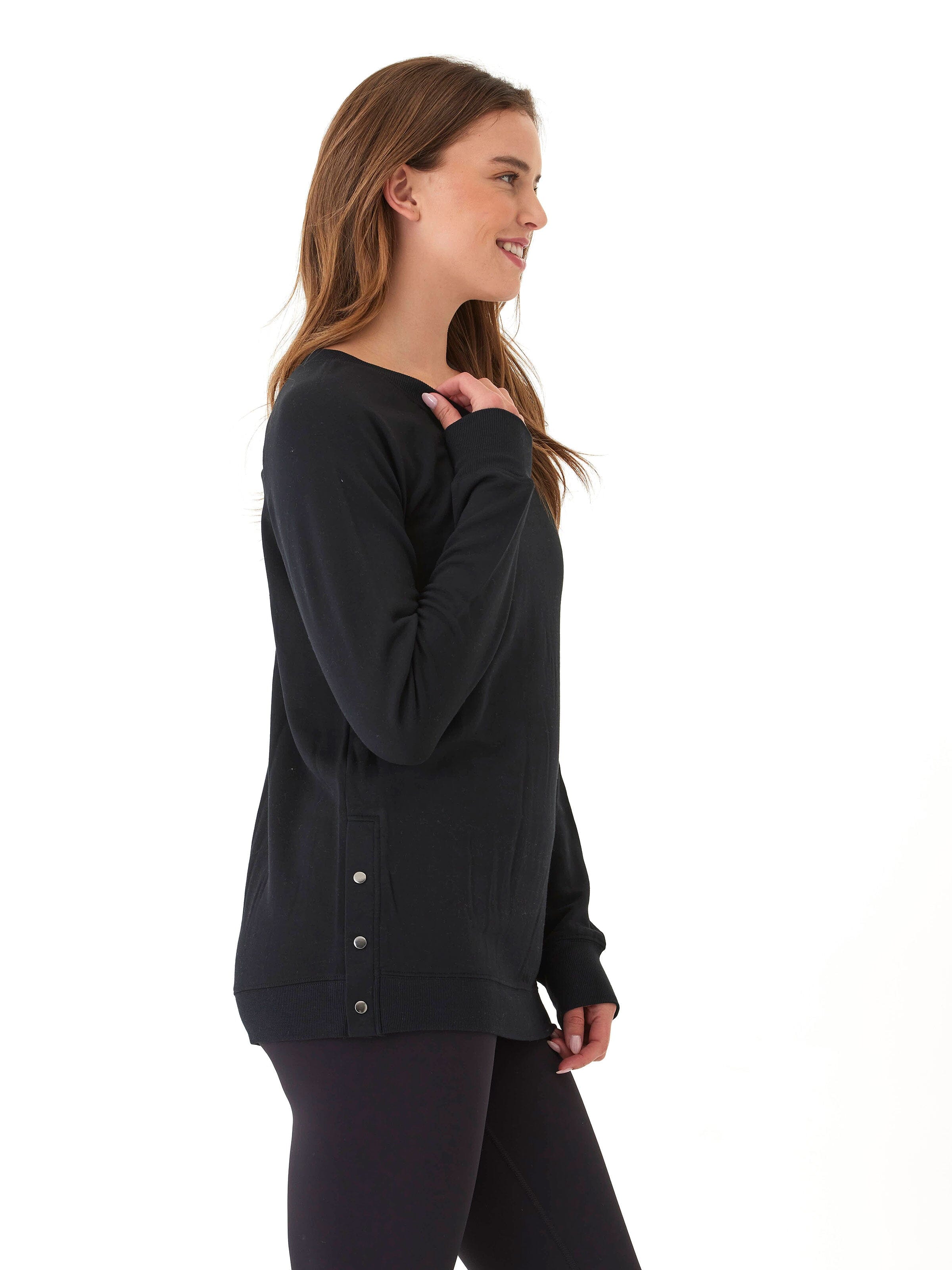 Roberta Feather Fleece Snap Button Sweatshirt