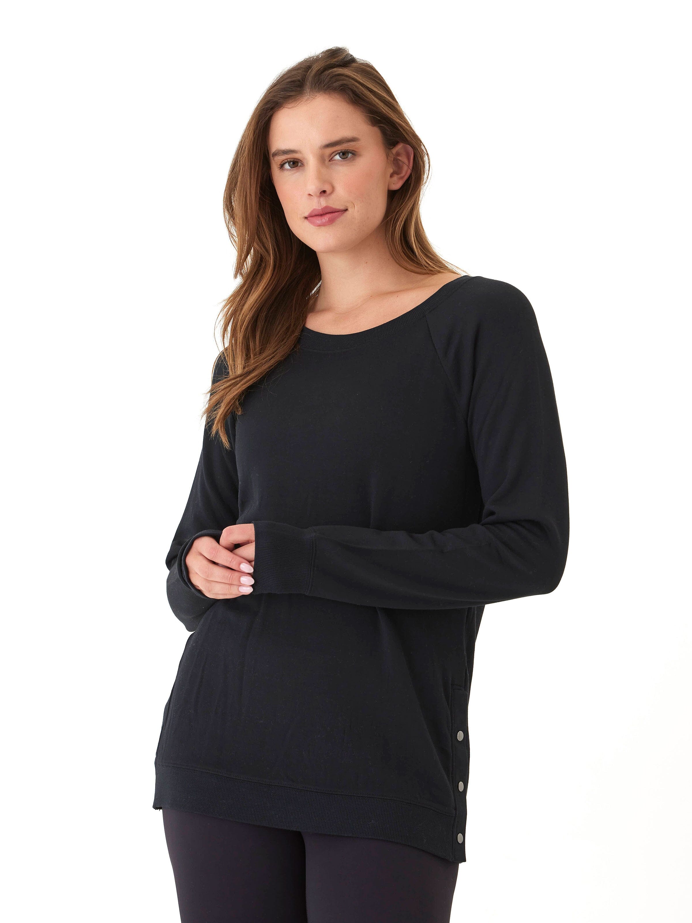 Roberta Feather Fleece Snap Button Sweatshirt