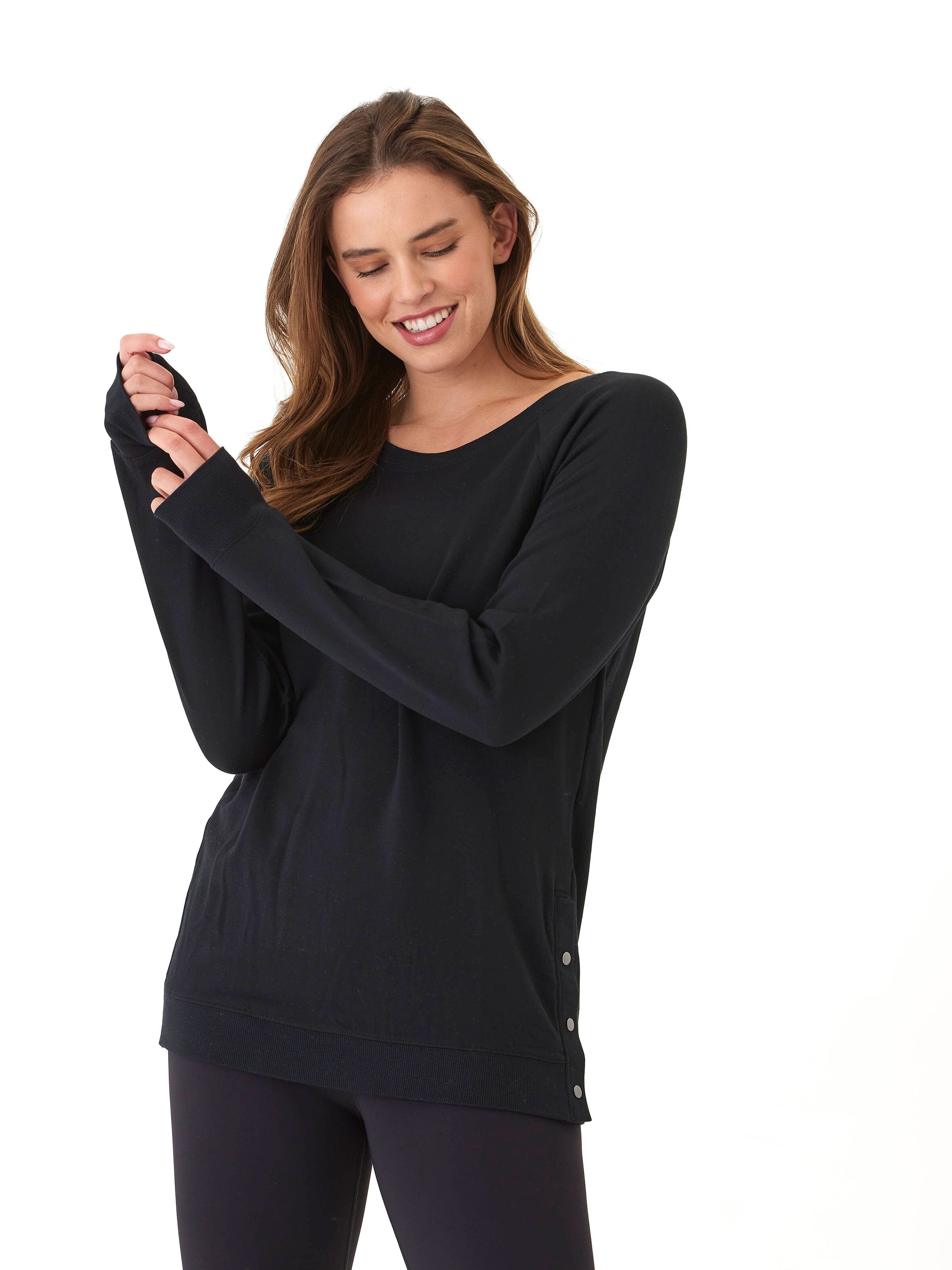 Roberta Feather Fleece Snap Button Sweatshirt