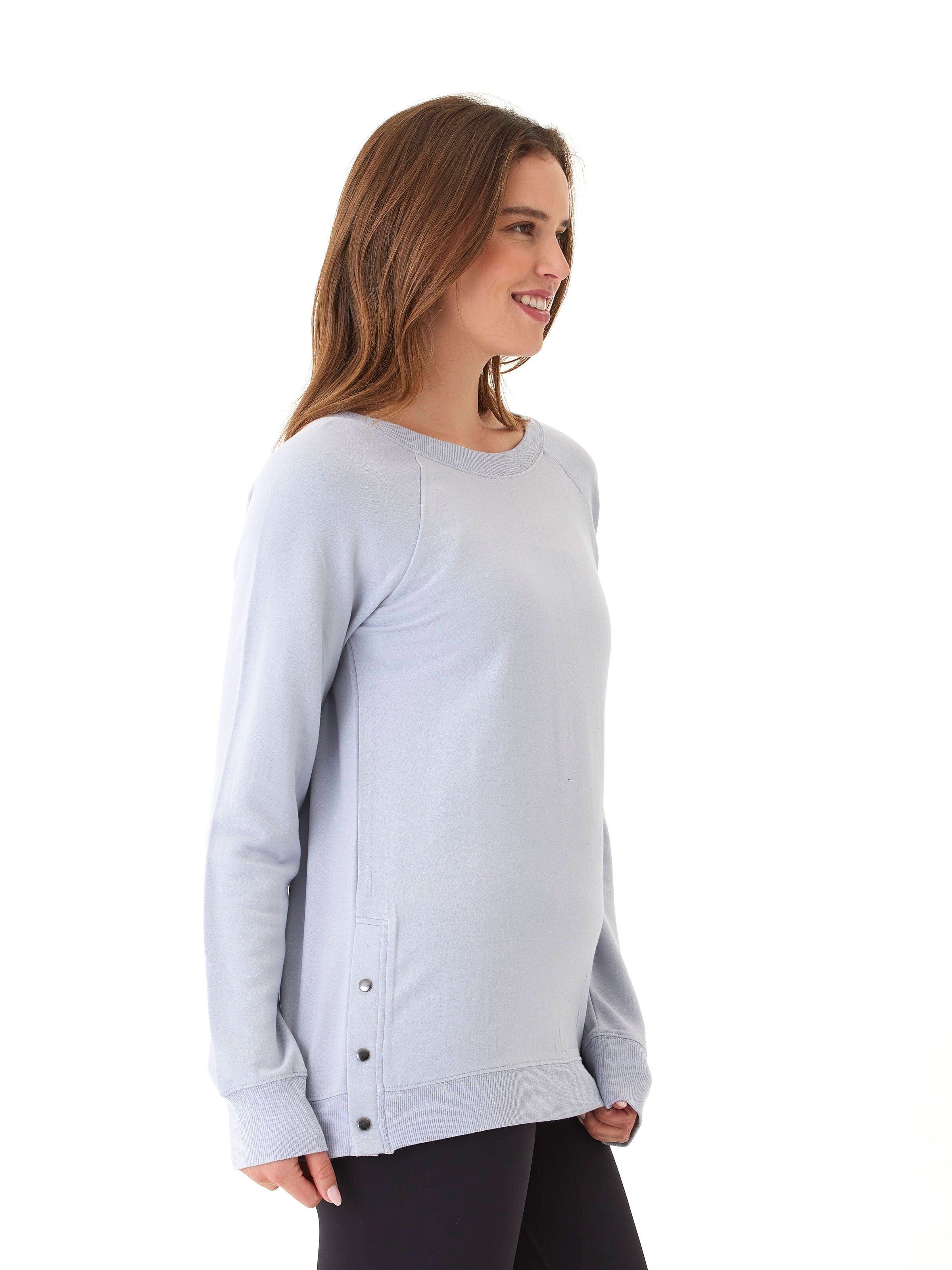 Roberta Feather Fleece Snap Button Sweatshirt