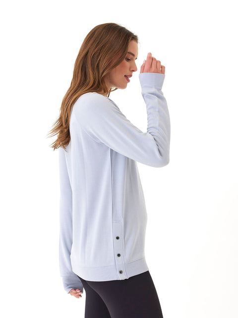 Roberta Feather Fleece Snap Button Sweatshirt