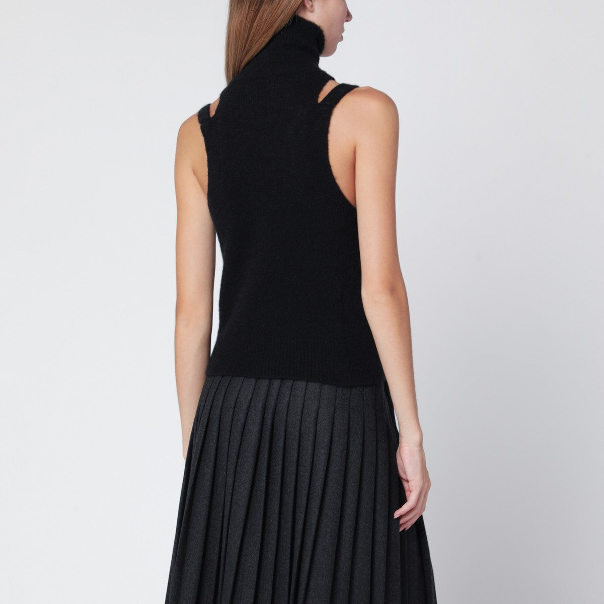 Roberto Collina Black cashmere blend turtleneck top