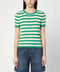 Roberto Collina Green/ivory striped sweater in cotton