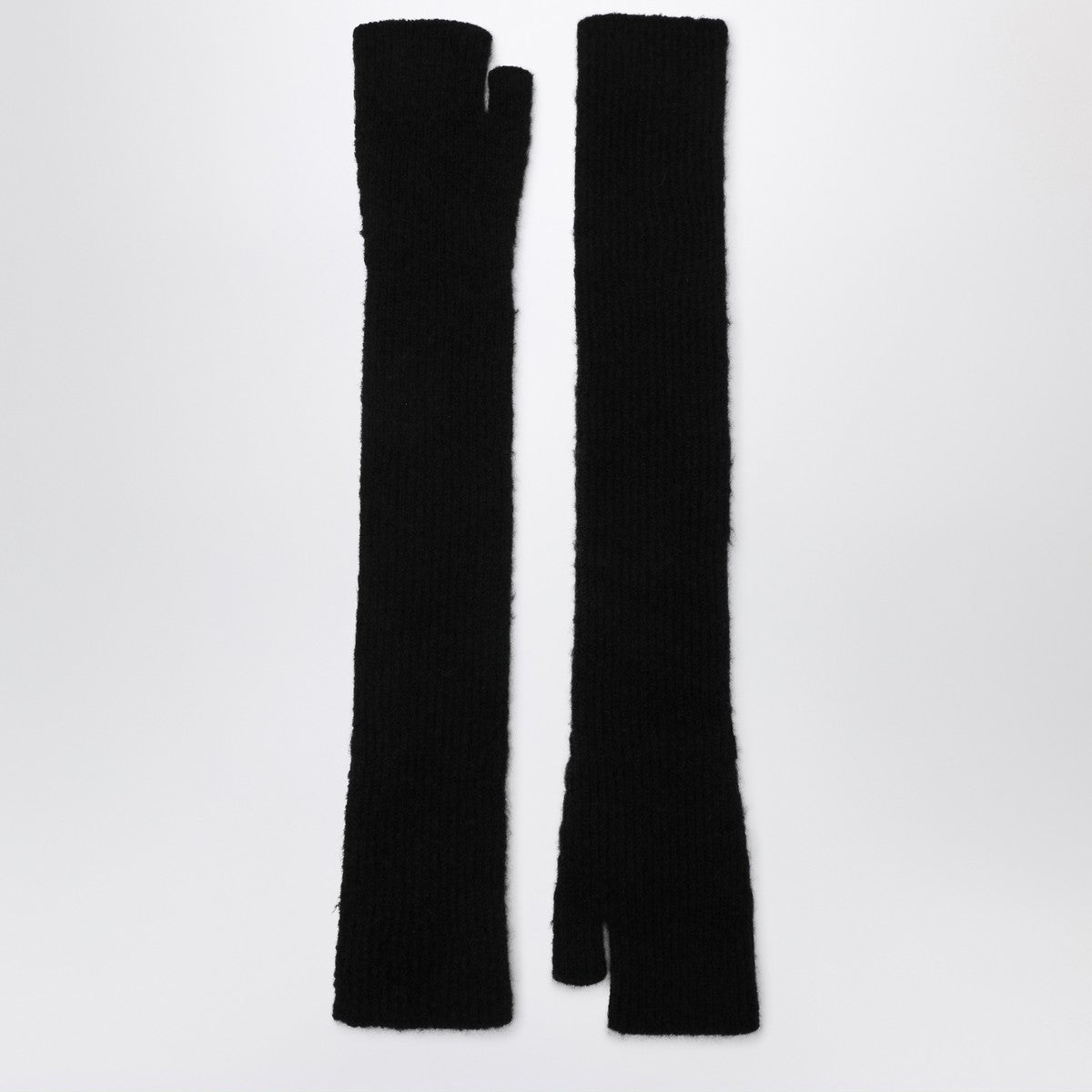 Roberto Collina Long black gloves in cashmere and silk blend