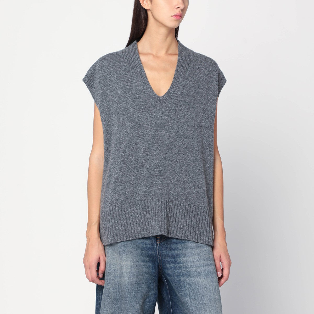 Roberto Collina Oversized grey wool vest
