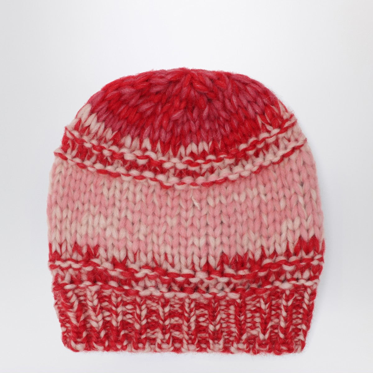 Roberto Collina Red/pink mouliné-effect beanie
