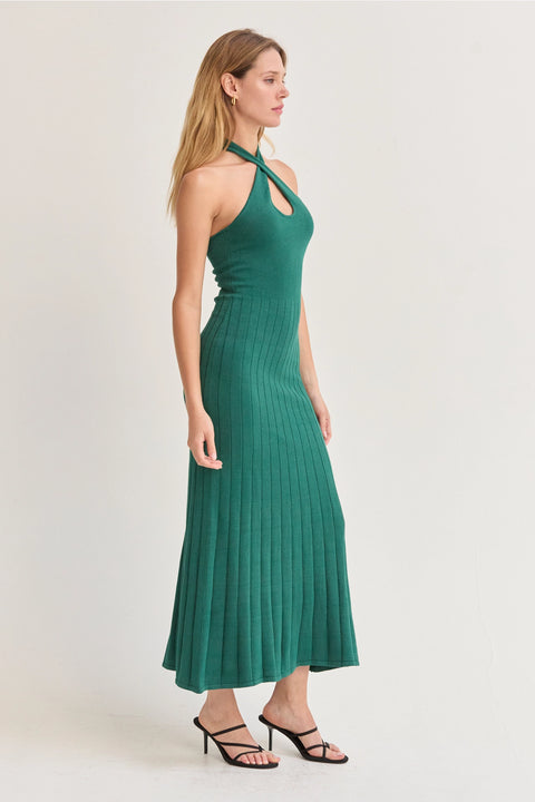 Robin Cross-Front Lurex Full-Fashion Midi Dress