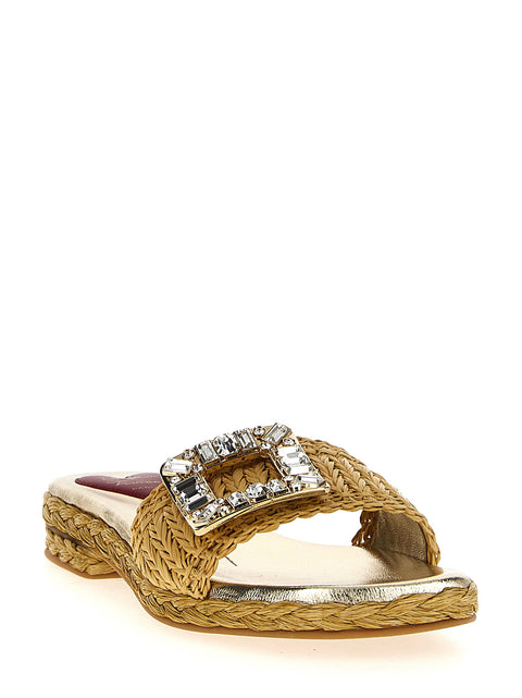 Roger Vivier Raffia Jewel Sandals