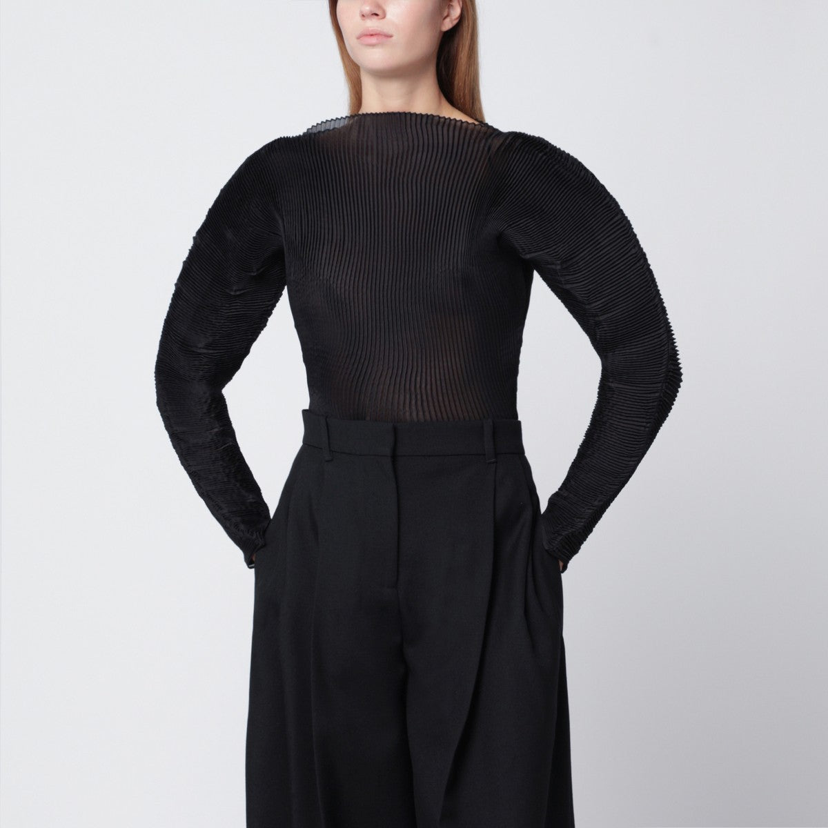 Róhe Black pleated sculptural top