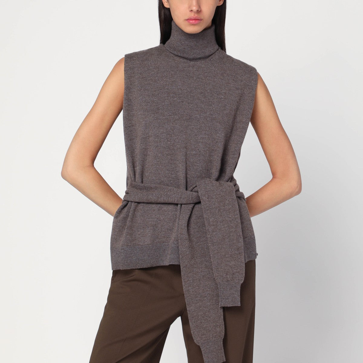 Róhe Double-layer taupe mélange sweater