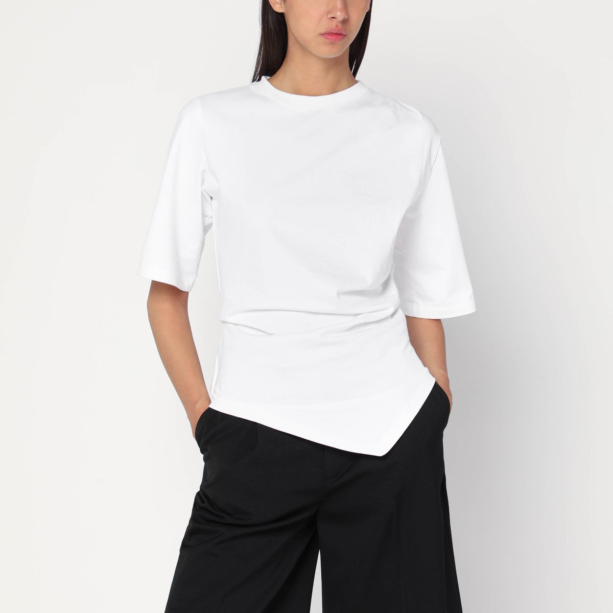 Róhe White asymmetric cotton top