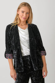 Rolled Sleeve Velvet Blazer Black-Blazer-Mystree-S-Urbanheer