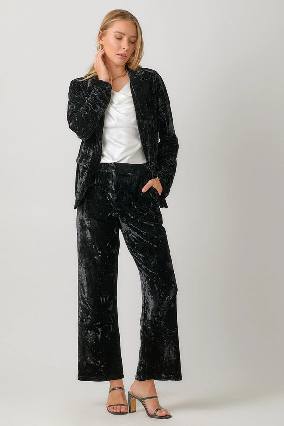 Rolled Sleeve Velvet Blazer Black-Blazer-Mystree-S-Urbanheer
