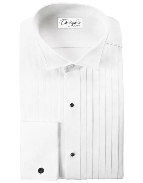"Roma" White Pleated Wingtip Tuxedo Shirt-Mens Shirts-Tux-USA-14.5-34-35-White-Urbanheer