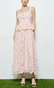 Romantic Floral Lace Sleeveless Maxi Dress