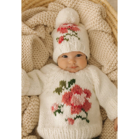 Rose Crew Neck Sweater For Baby & Toddler-Sweater-Huggalugs-0-6 months-Urbanheer