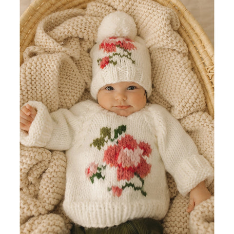 Rose Crew Neck Sweater For Baby & Toddler-Sweater-Huggalugs-0-6 months-Urbanheer