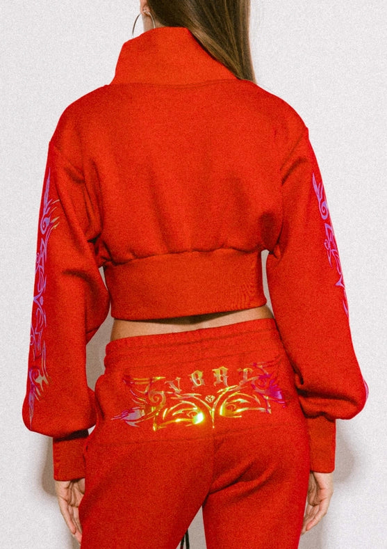 Rose Cropped Track Jacket Red-Jackets-Vibrant M.i.U-S-Red-Urbanheer