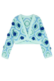 Rosette Crochet Cardigan Blue Multi-Cardigan-SAACHI-One Size-Blue Multi-Urbanheer