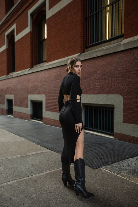 Rosie Dress Black Long Sleev-Dress-Marlina Boutique-XS/S-Black-Urbanheer