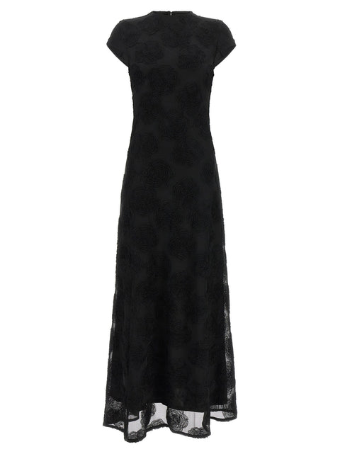 Rotate Birger Christensen Black Flower Mesh Maxi Dress