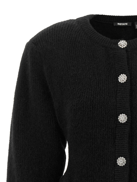 Rotate Birger Christensen Black Jewel Button Cardigan
