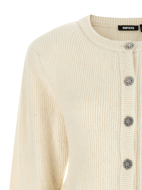 Rotate Birger Christensen White Jewel Buttons Cardigan