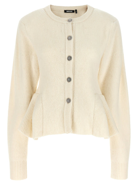 Rotate Birger Christensen White Jewel Buttons Cardigan