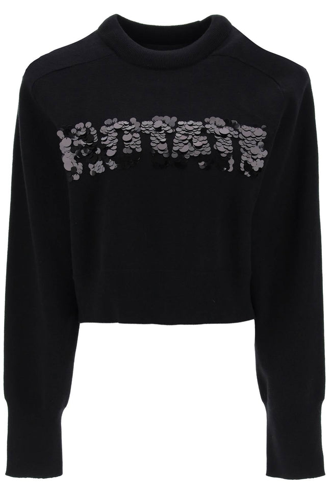 Rotate sequined logo knit sweatshirt-women > clothing > tops > sweatshirts-Rotate-36-Black-Urbanheer