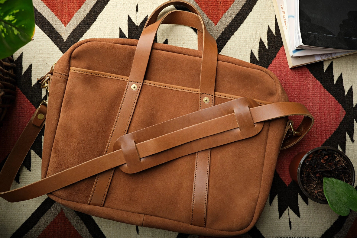 Rough-Out Suede Briefcase-Briefcase-WP Standard-Width: 16.5" * Height: 12.5" * Depth: 4.5"-Rough Suede-Urbanheer
