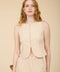 Round Neck Button Cover Detail Linen Vest Top - Khaki