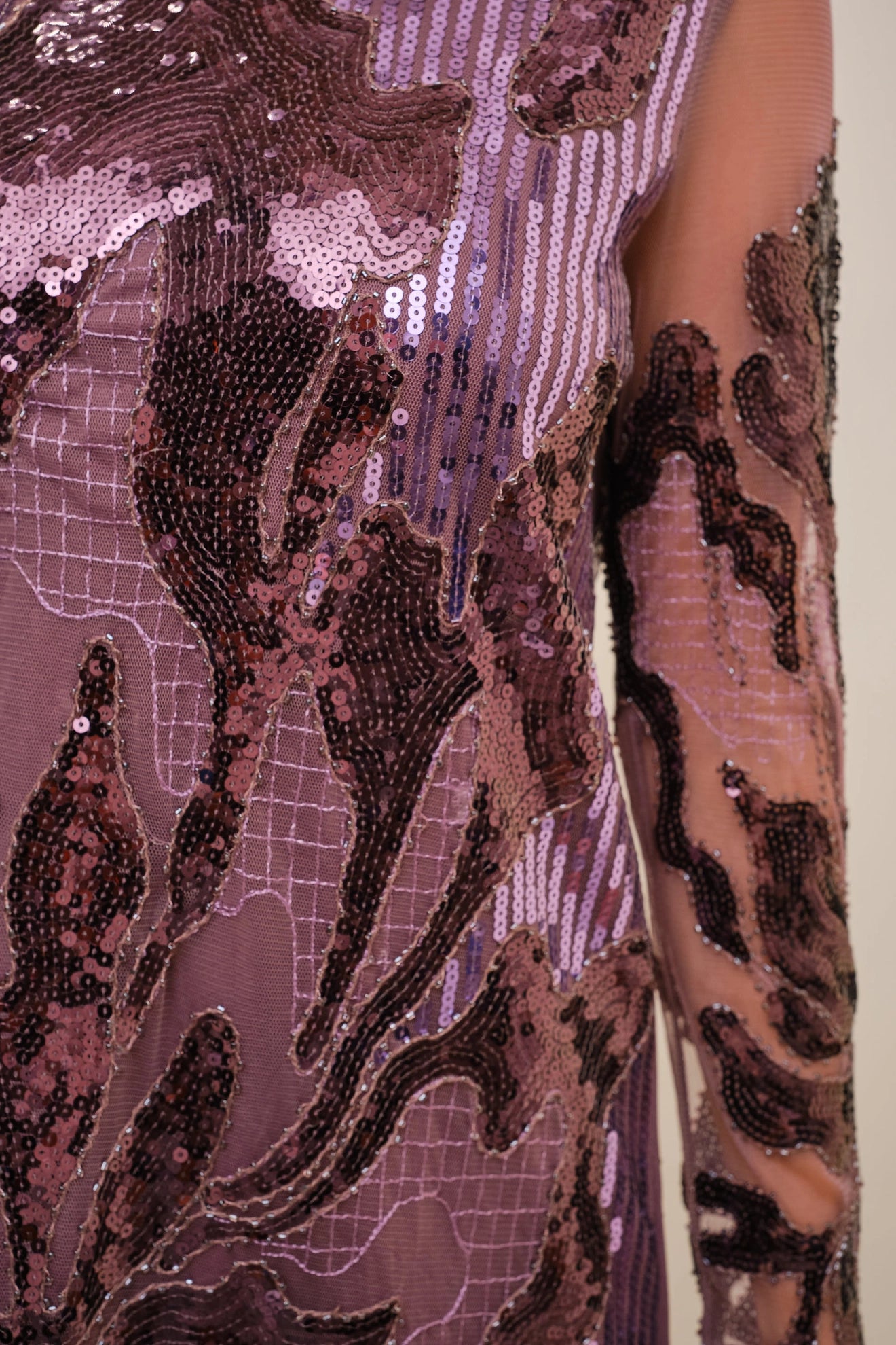 Round Neck Scallop Hem Sequin Mini Dress