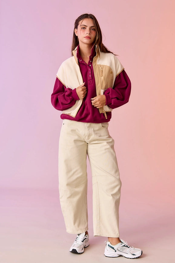 Ruby Oversized Fleece Vest Cream-Vest-Papermoon-S-Cream-Urbanheer