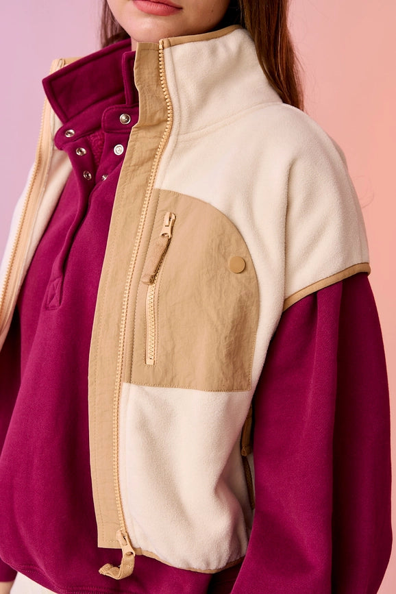 Ruby Oversized Fleece Vest Cream-Vest-Papermoon-S-Cream-Urbanheer