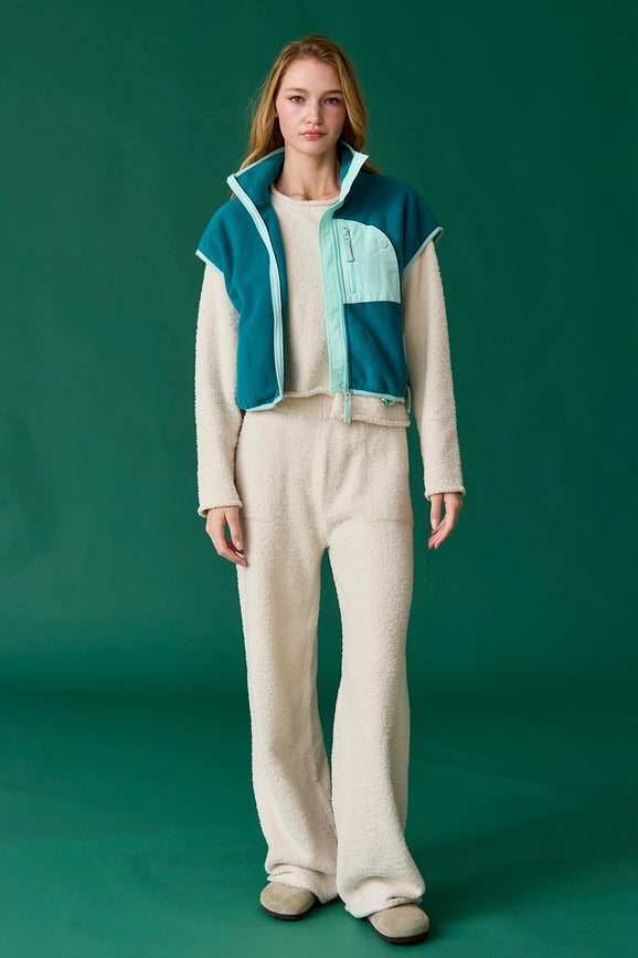 Ruby Oversized Fleece Vest Teal-Vest-Papermoon-S-Teal-Urbanheer