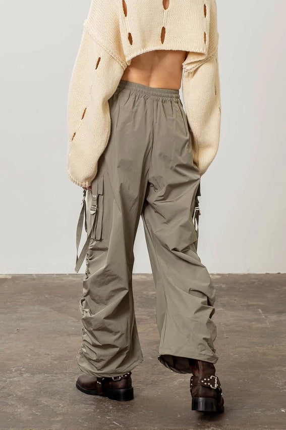 Ruched Bungee Cargo Pants-Cargo Pants-Moon River-XS-OLIVE-Urbanheer