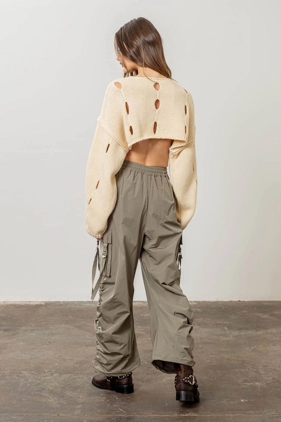 Ruched Bungee Cargo Pants-Cargo Pants-Moon River-XS-OLIVE-Urbanheer