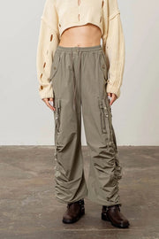 Ruched Bungee Cargo Pants-Cargo Pants-Moon River-XS-OLIVE-Urbanheer