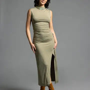 Ruched Midi Dress - Rose Dress