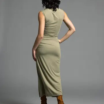 Ruched Midi Dress - Rose Dress