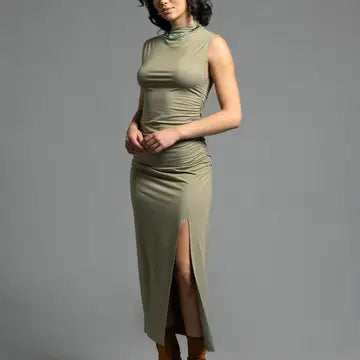 Ruched Midi Dress - Rose Dress