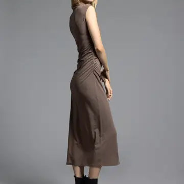 Ruched Midi Dress - Rose Dress