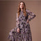 Ruffle Neck Floral Print Woven Maxi Dress