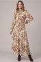 Ruffle Neck Floral Print Woven Maxi Dress